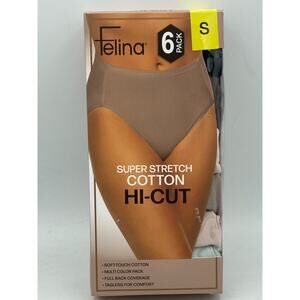 Felina Super Stretch Cotton Hi-Cut Underwear 6 Pack Small